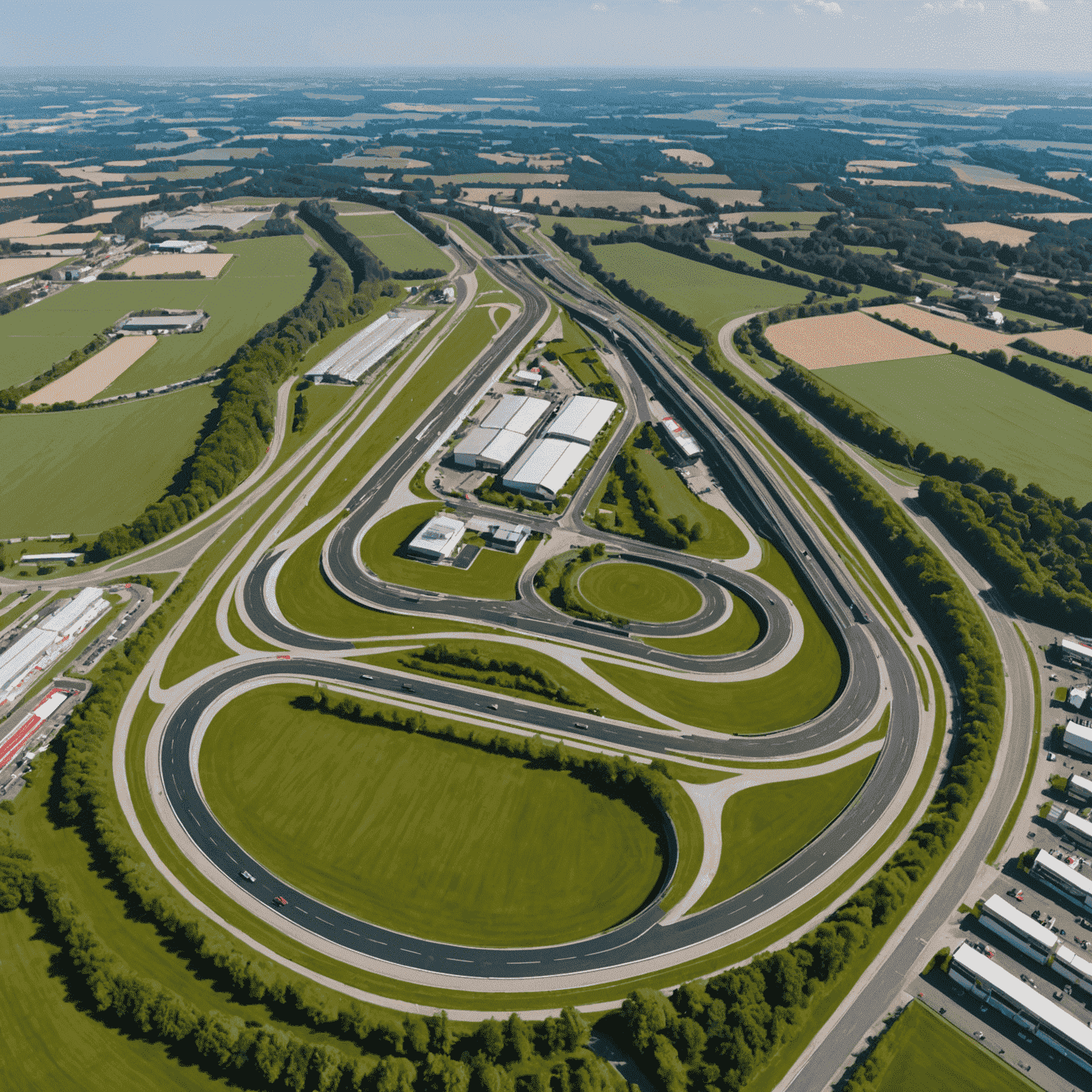 Luchtfoto van Circuit Park Berghem met zijn uitdagende bochten en lange rechte stukken