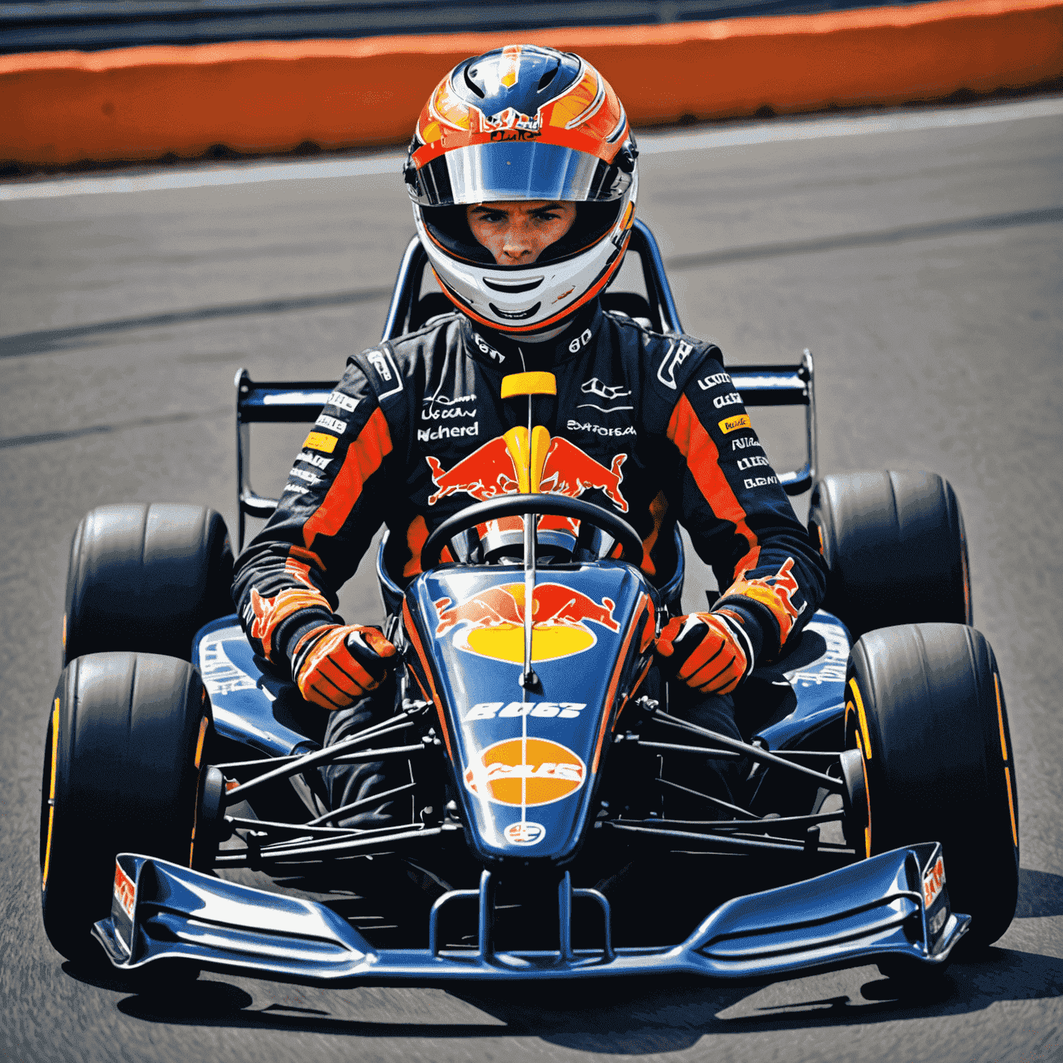 Jonge Max Verstappen in een kart, geconcentreerd en klaar voor de race