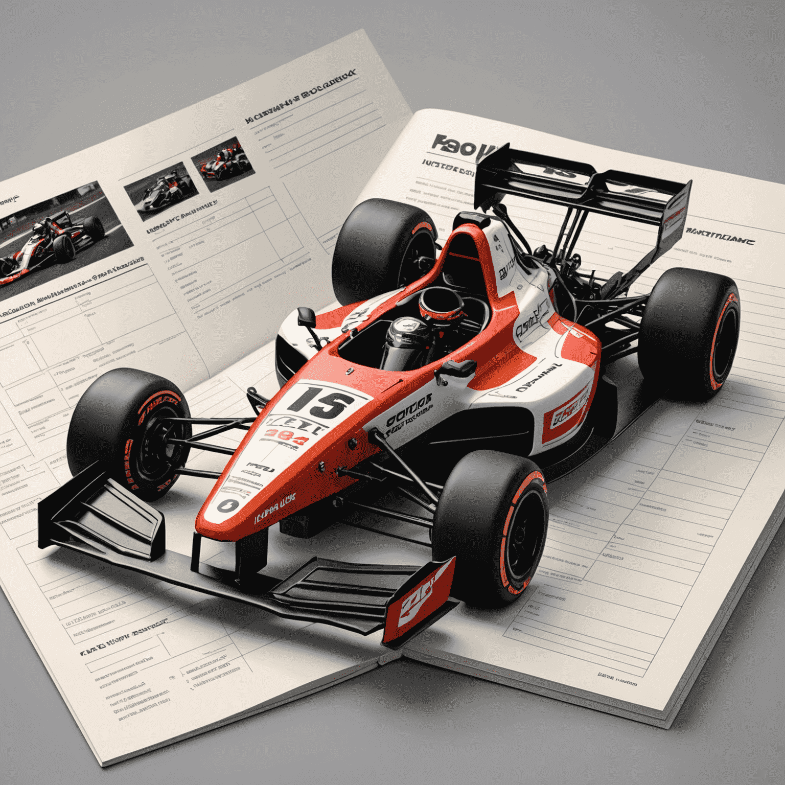 Een opengeslagen logboek met aantekeningen over kart onderhoud en raceresultaten