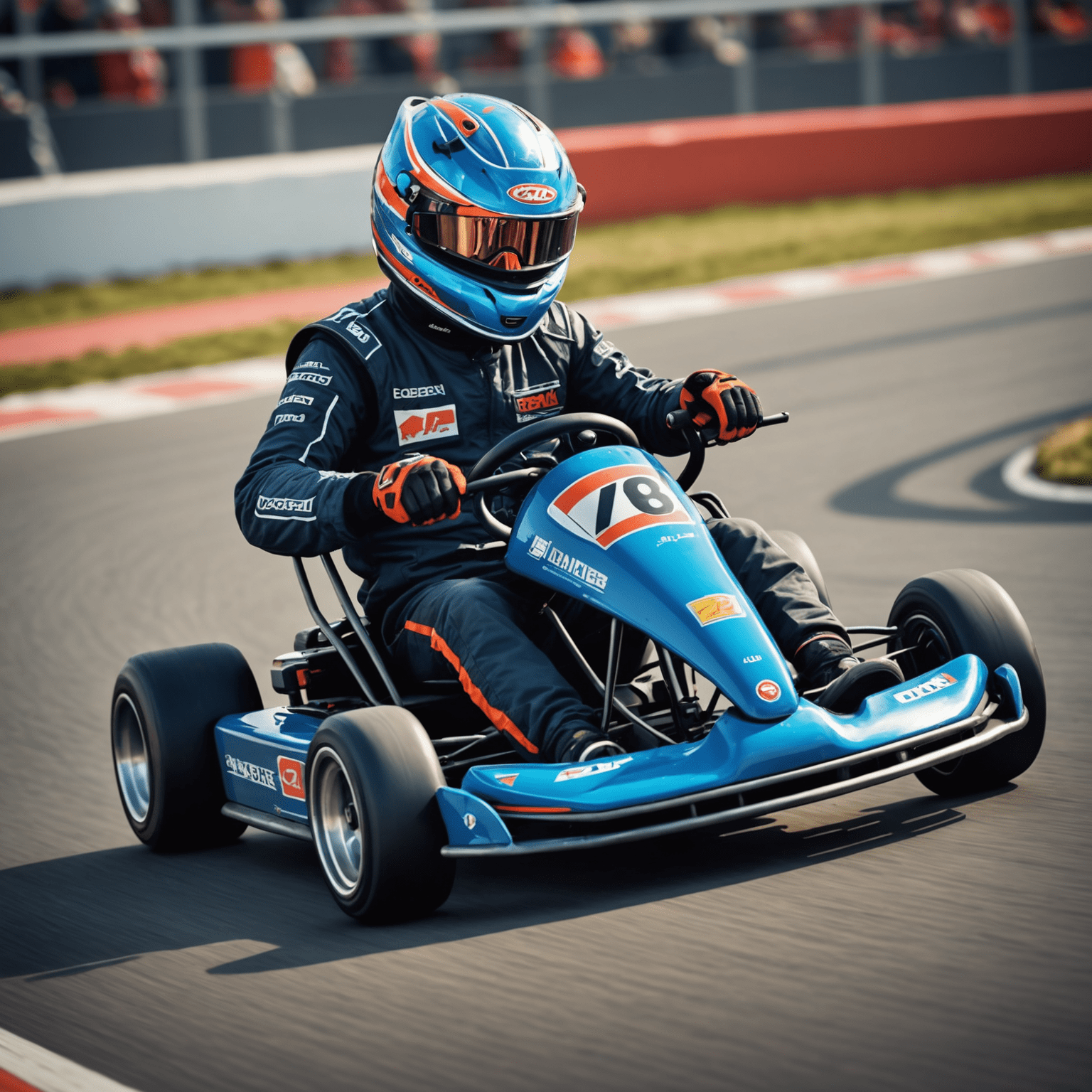 Bas Lammers in een kart, met een vastberaden blik tijdens een race